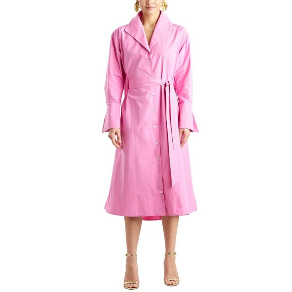 Natori Womens Tech Taffeta Tunnel Belted Trapeze Dress, Pink